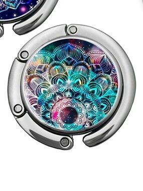 Mandala Foldable Metal Purse Hook Womens Bag Table Hanger Desk Hook NEW